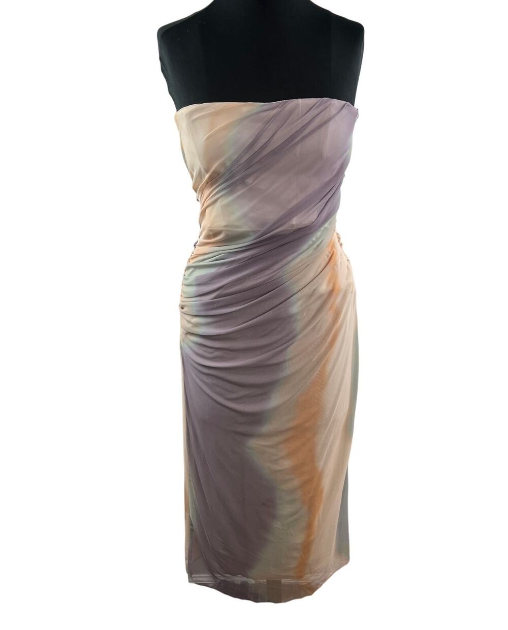 ZARA Strapless Ruched Pastel Dress Bodycon Knee Length 7753/418 Size M Medium